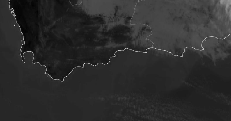 Infrared satellite image of Cape Town to Port Elizabeth